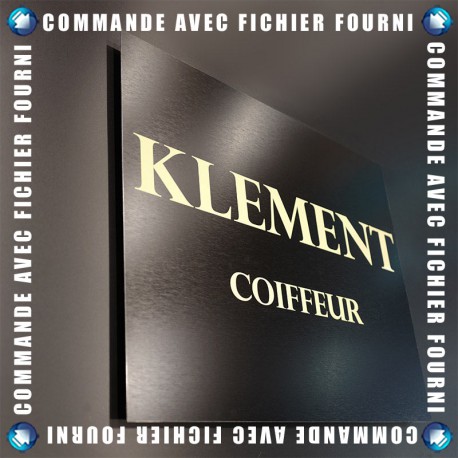 Plaque Alu brossé avec Texte Adhésif