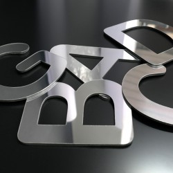 Découpe de lettres Alu miroir argent