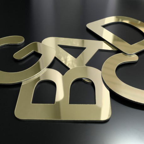 Découpe de lettres Alu miroir or